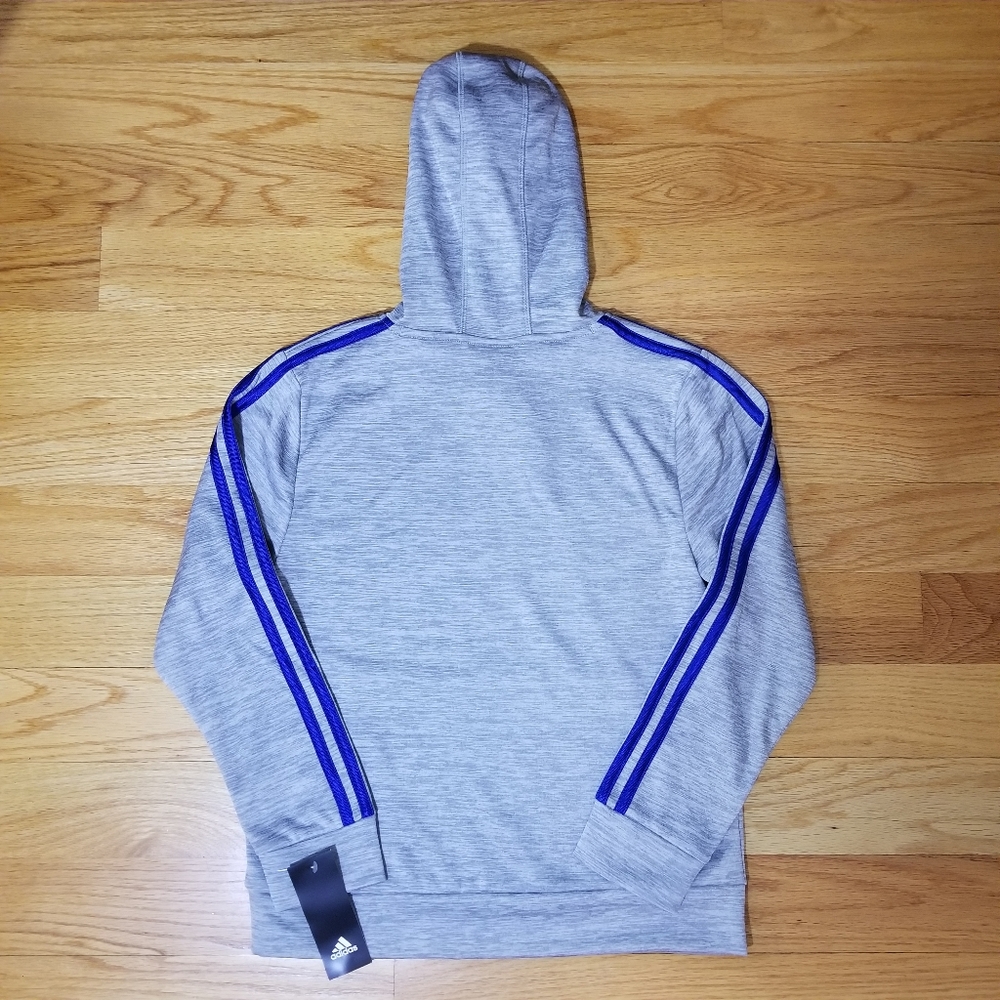 NWT. ADIDAS Grey with Blue Sweatshirt Hoodie. Boys - Picture 4 of 9